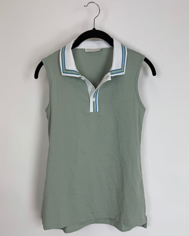 Light Green Collared Tank Top - Size 0/2