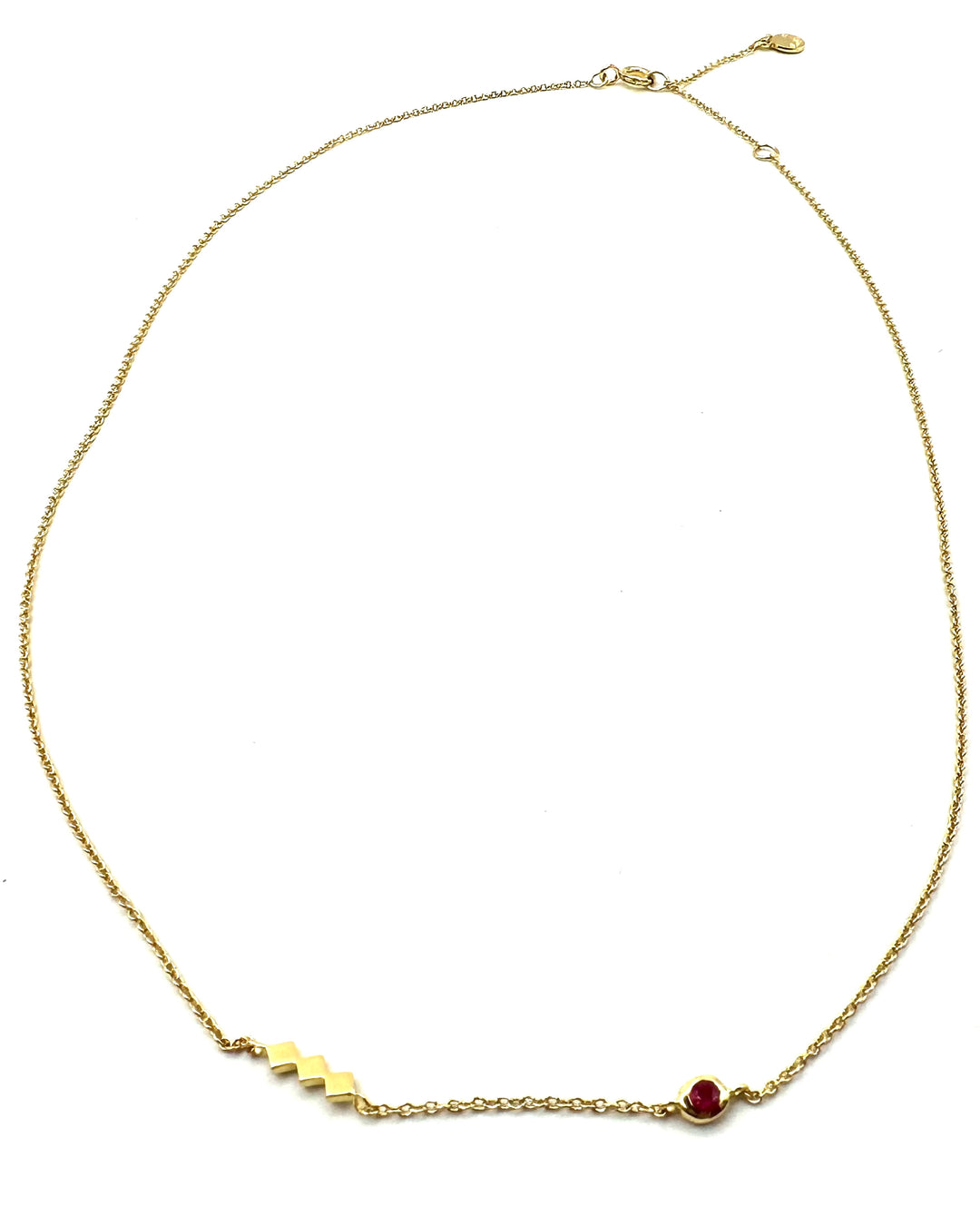 Gold And Pink Gem Necklace