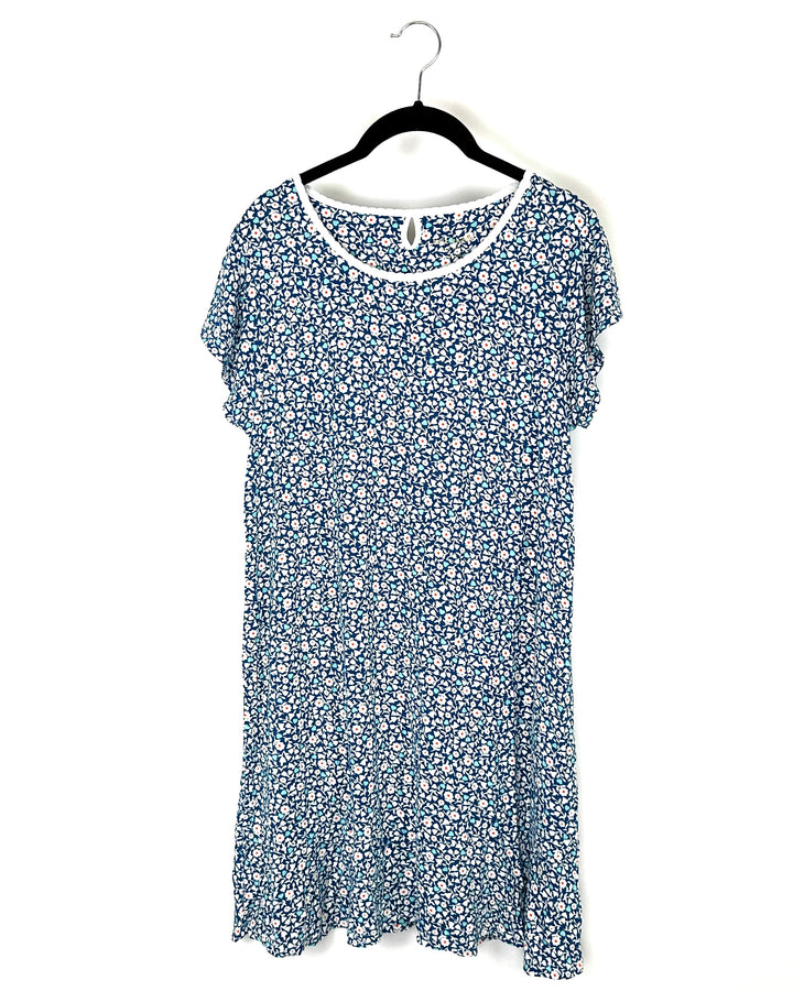 Blue and White Floral Nightgown - Small