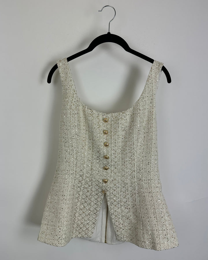 Cream Tweed Top - Size 10