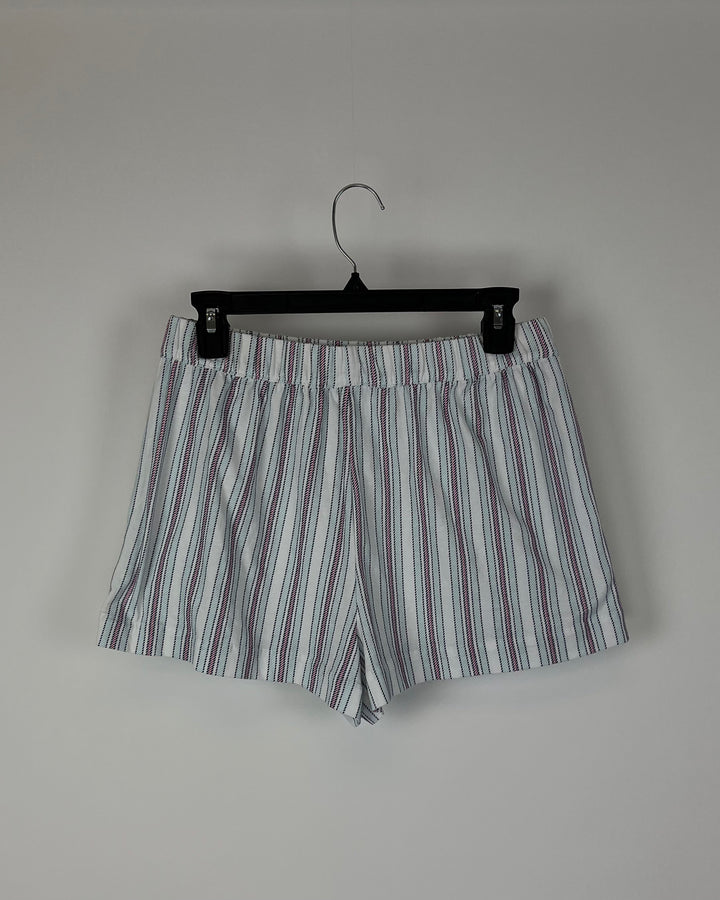 White Striped Sleepwear Shorts - Small