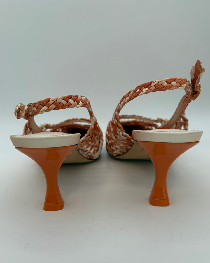 Orange Leather Slingback Heel - Size 6.5
