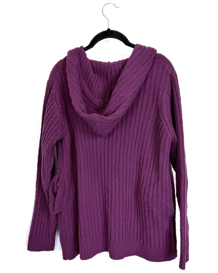 Plum Ribbed Hooded Sweater – Size 6/8