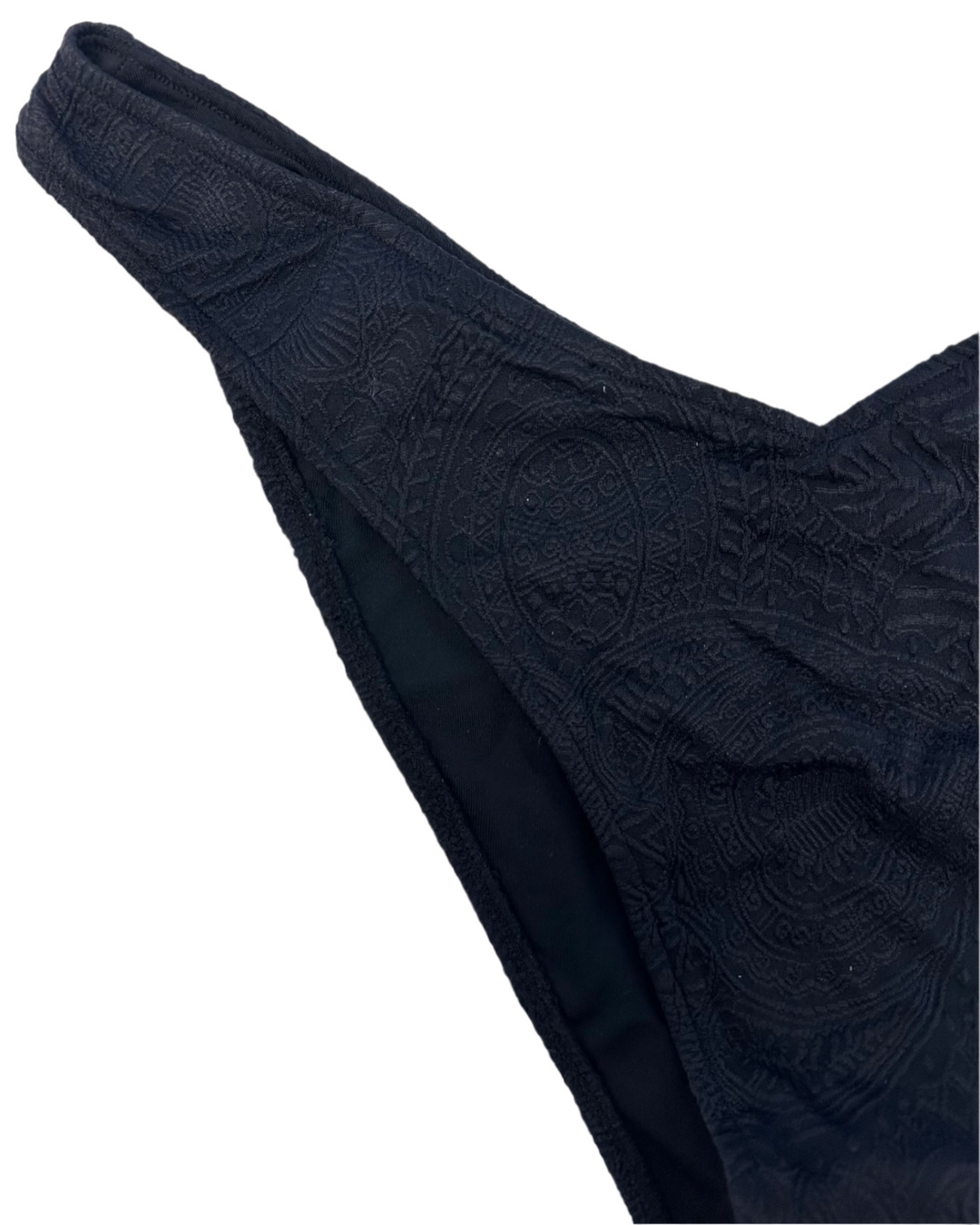 Black Embossed High Cut And Cheeky Bikini Bottom - Extra Large and Extra Extra Large