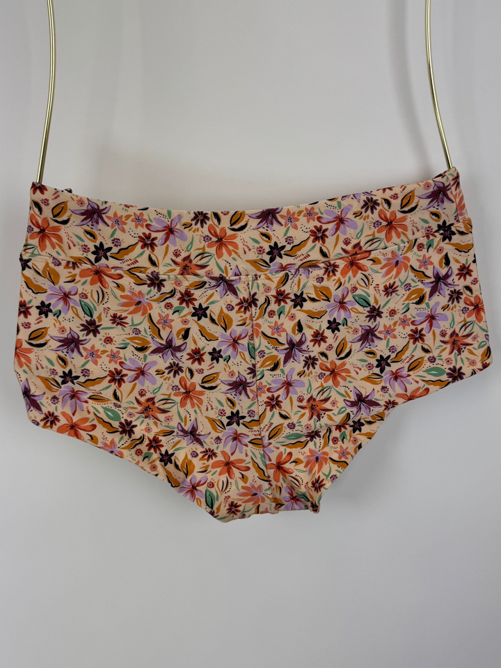 Light Orange Floral Swim Shorts - S and M