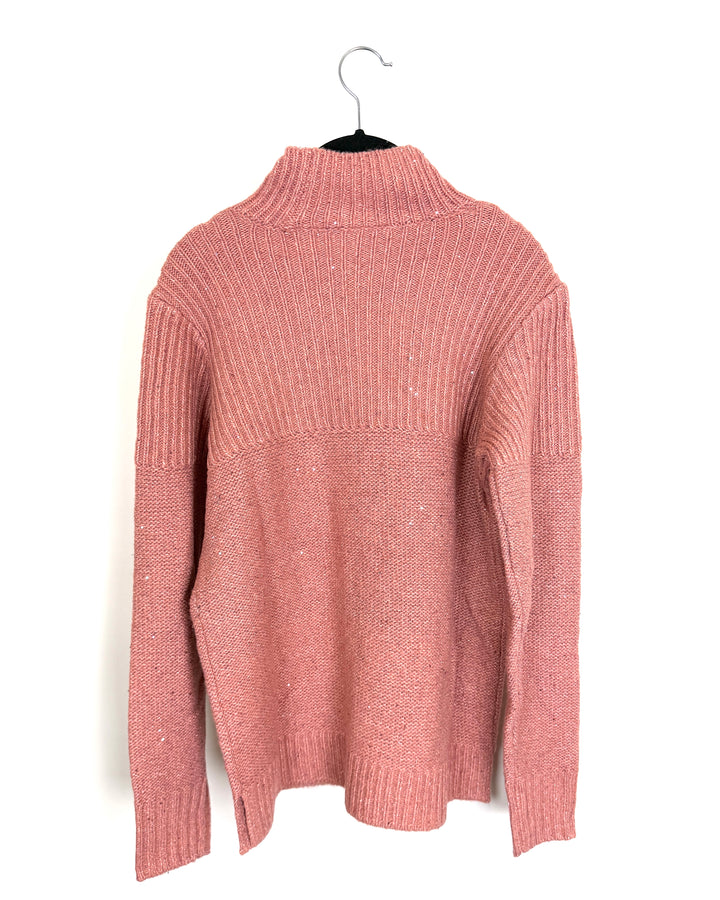 Muted Pink Sequin Turtleneck Sweater - Size 6/8