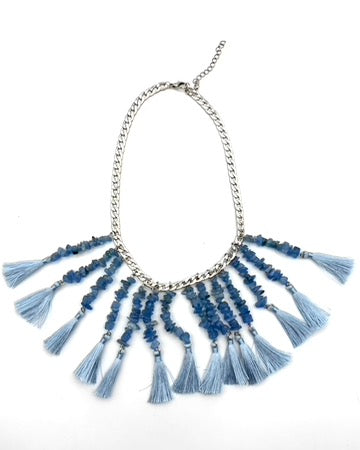 Blue Fringe Necklace