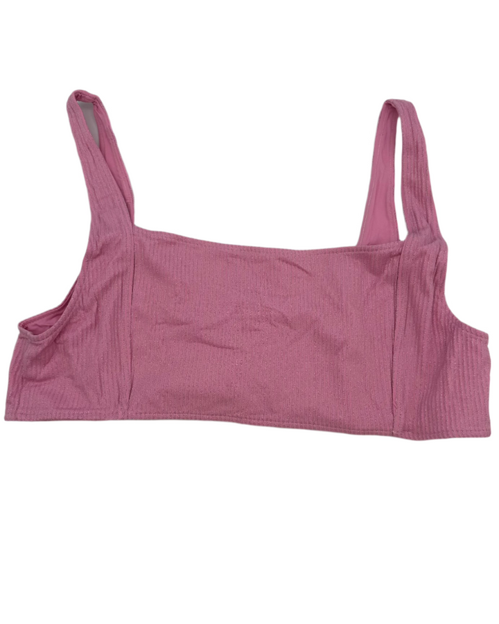Pink Metallic Square Neckline Bikini Top - Extra Extra Large