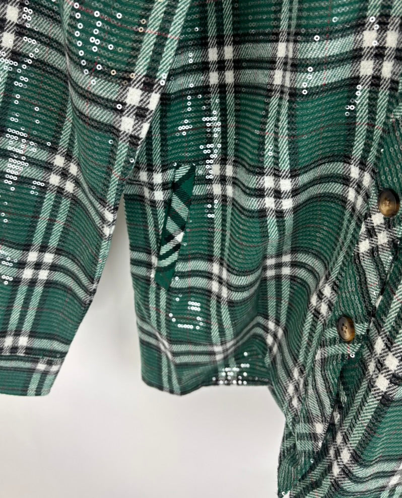 Sequin Patterned Shirt Jacket - Size 6/8