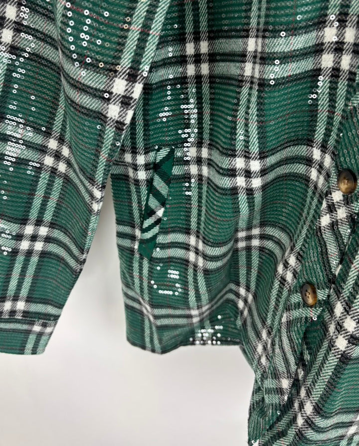 Sequin Patterned Shirt Jacket - Size 6/8