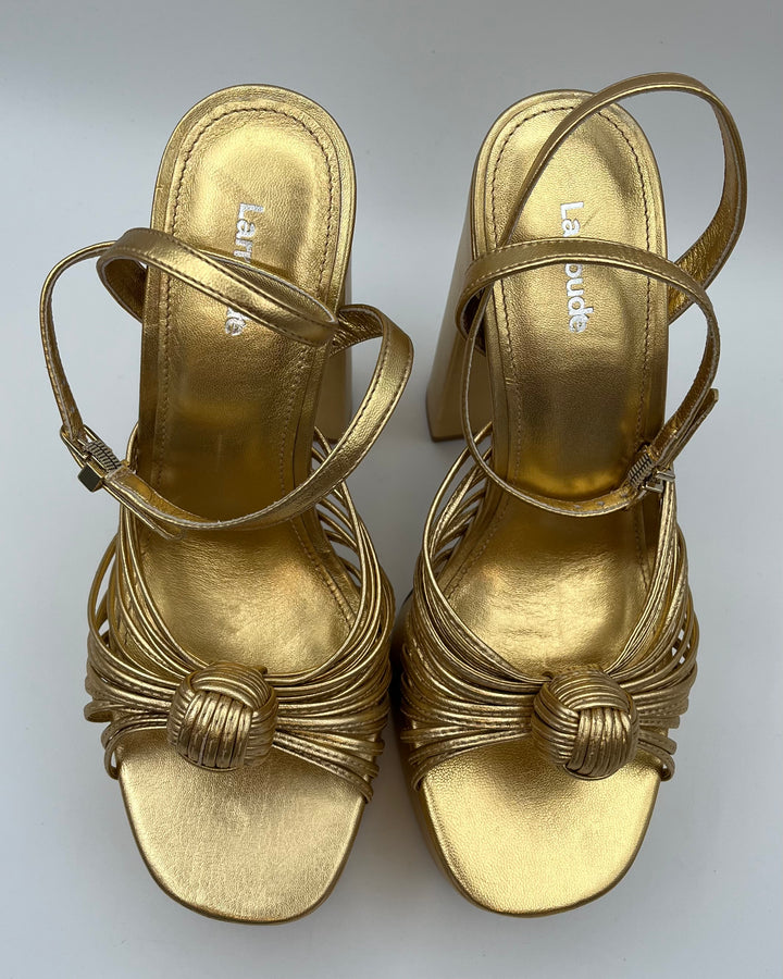 Gold Metallic Platform Heels - Size 7.5