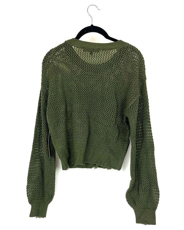Dark Green Knit Sweater with Butterfly - Size 6/8