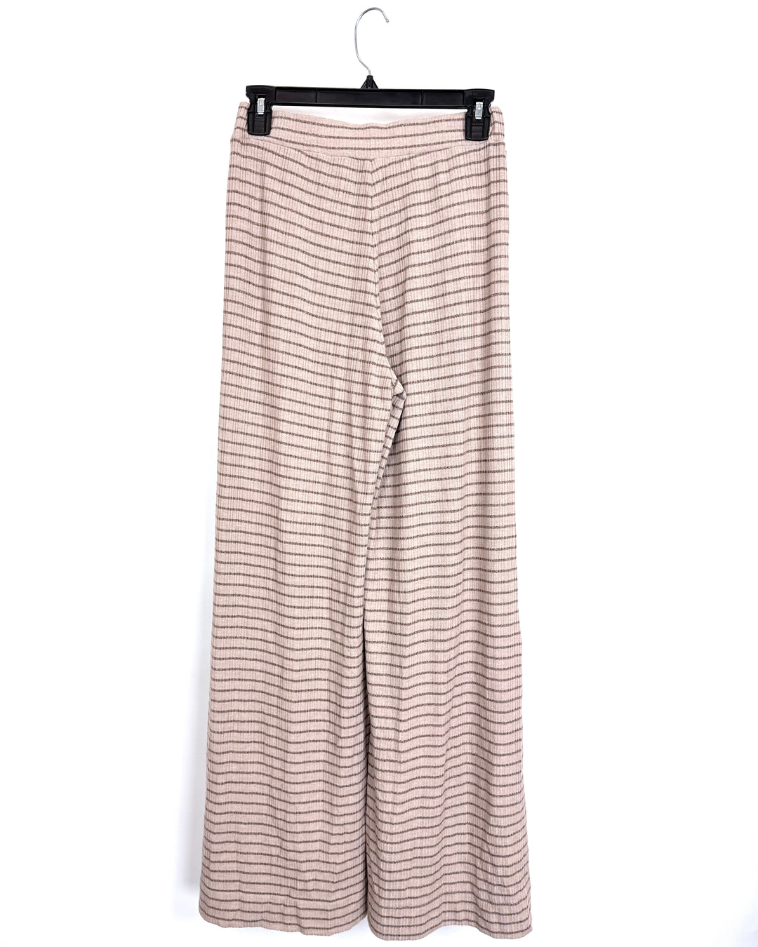 Beige-Brown Horizontal Striped Wide-Leg Lounge Pants - Size 0/2