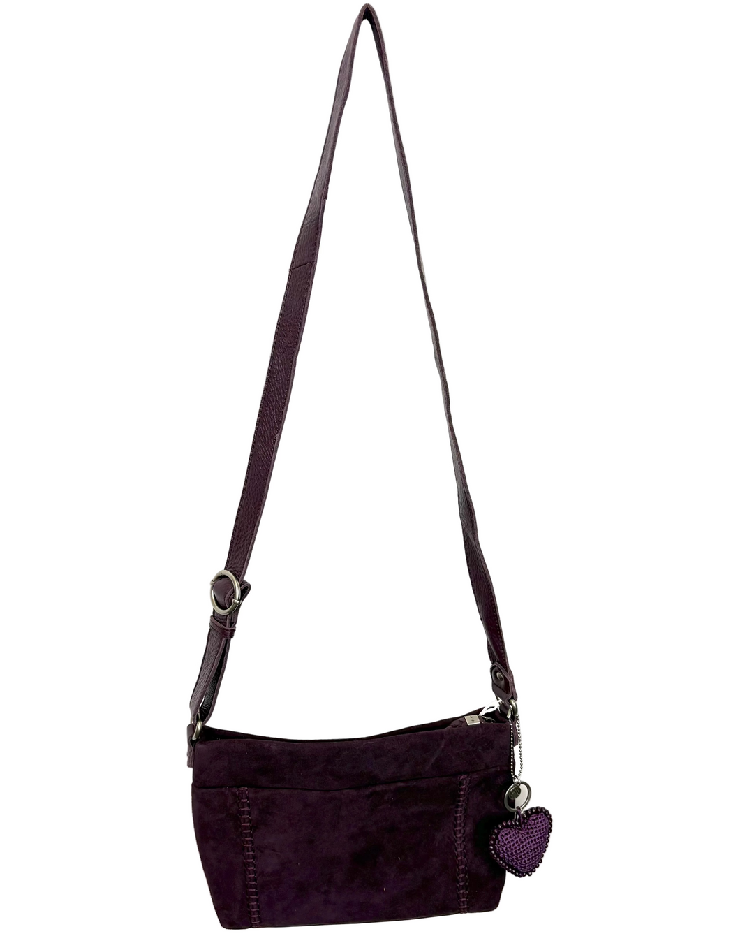 Dark Plum Suede Crossbody Bag