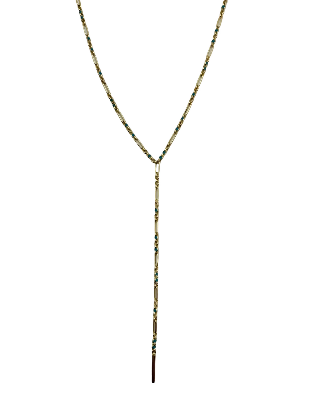 Teal Lariat Gold Necklace