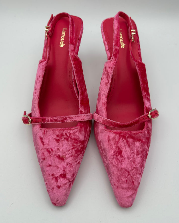 Pink Velvet Kitten Heels - Size 11