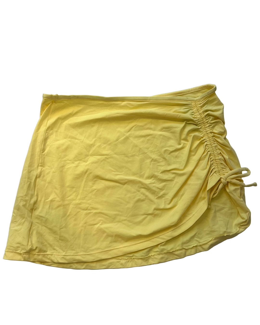 Bright Yellow Ruched Swim Skirt - Size Small