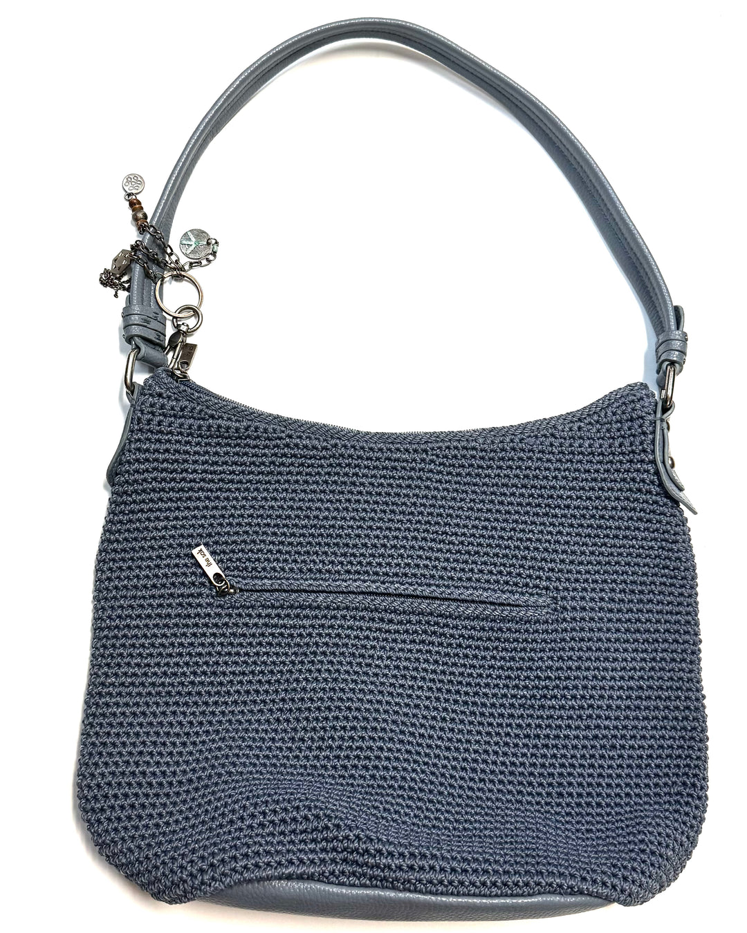 Slate Blue Crochet Tote Handbag