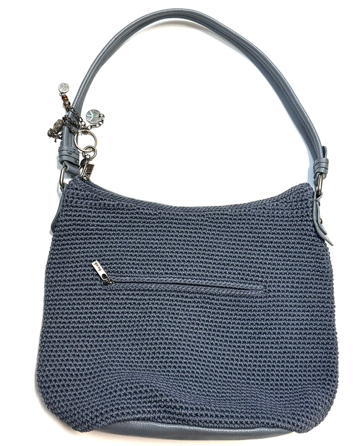 Slate Blue Crochet Tote Handbag