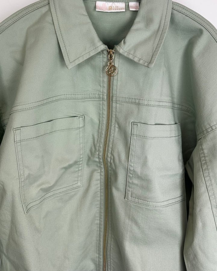 Pale Green Lightweight Denim Jacket - Size 6/8