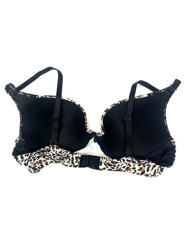 Brown Animal Print Push Up Bra - 34B