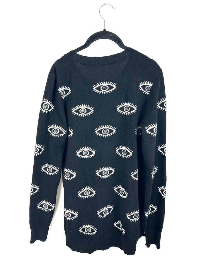 Black and White Eye Print Sweater - Size 4/6