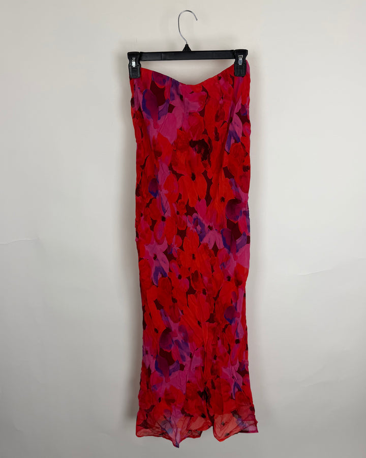 Long Colorful Flower Patterned Skirt - 0/2, 2/4
