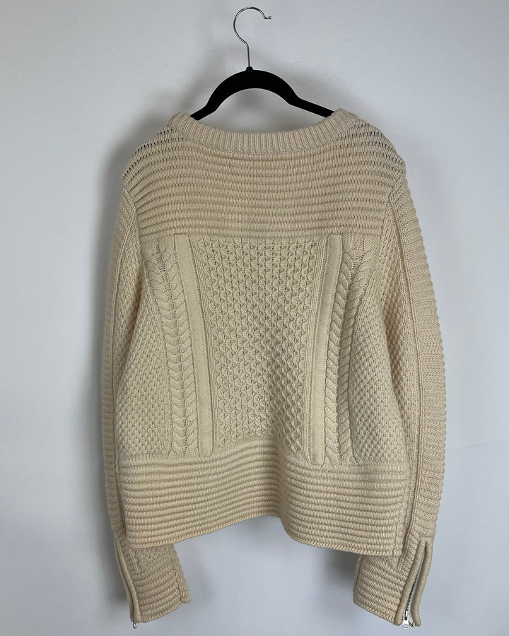 Cream Zipper Sweater - Large
