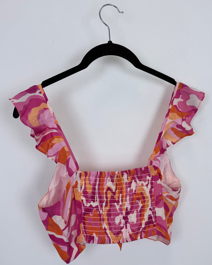 Pink & Orange Abstract Floral Top - Size 0/2