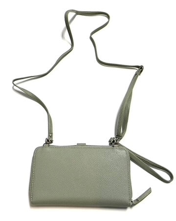 Sage Green Leather & Suede Wallet/Wristlet/Crossbody Bag