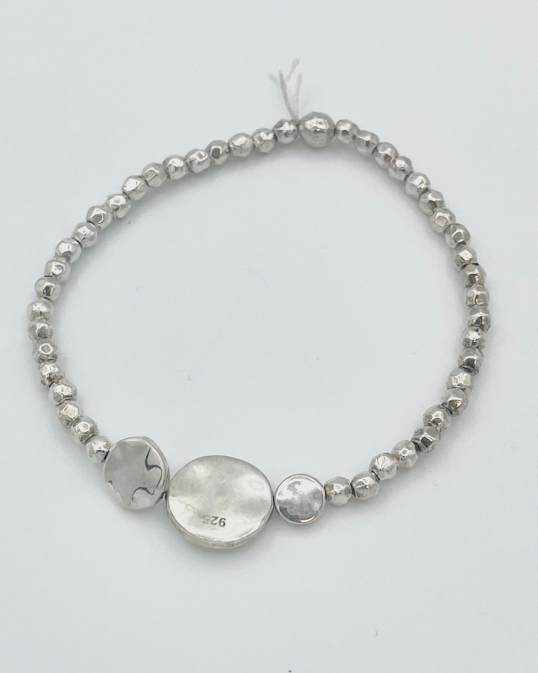Silver Beaded Elastic Bracelet