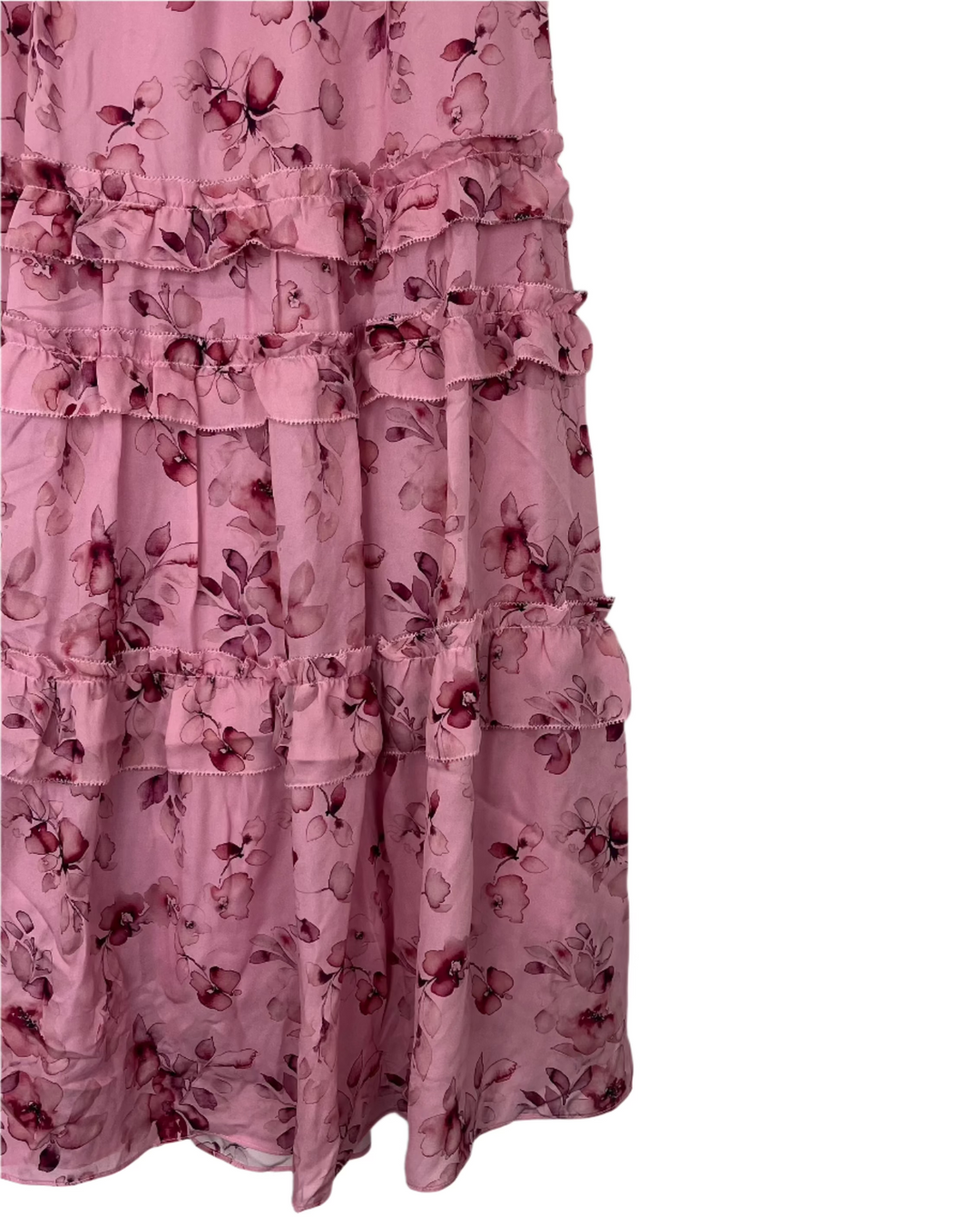 Pink Floral Maxi Skirt - Small