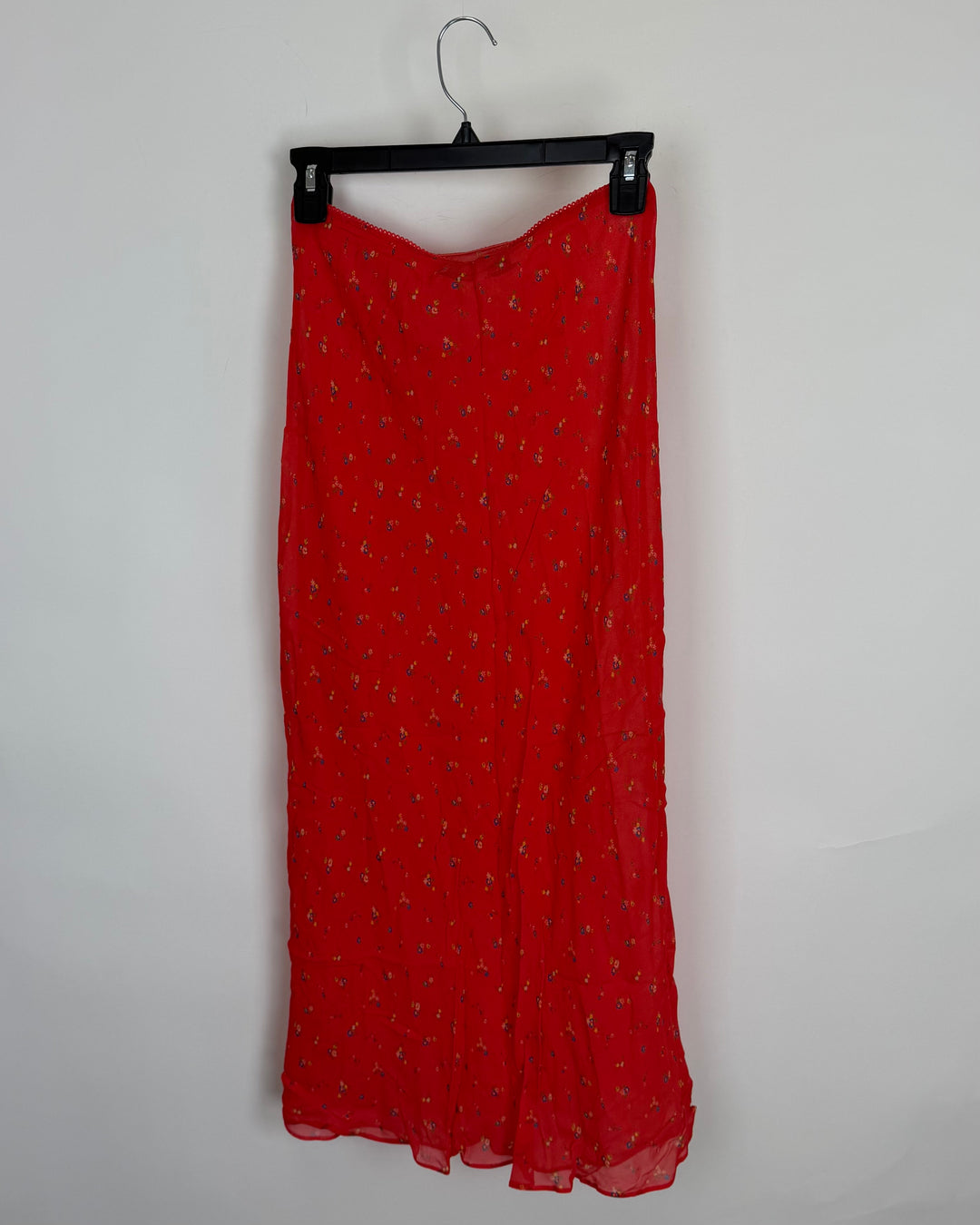 Red Ditsy Floral Print Skirt - Size 0 and 2