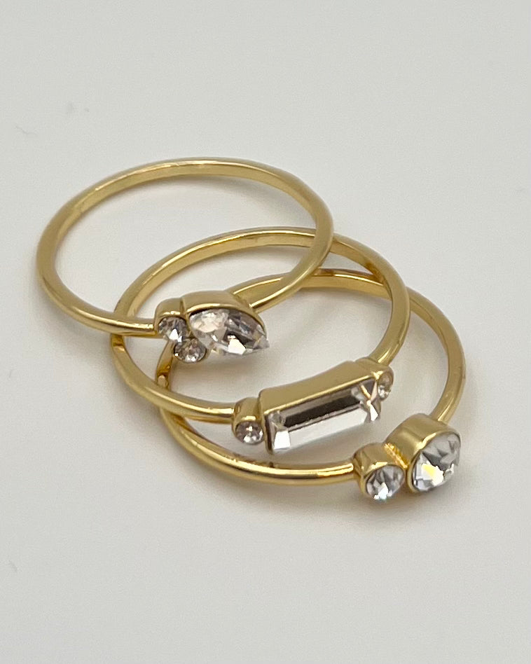 Rhinestone Ring Stack - Size 6 and 7.5