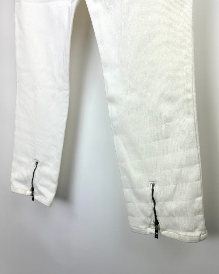Vanilla White Stretch Ankle Zipper Pants - Size 12/14