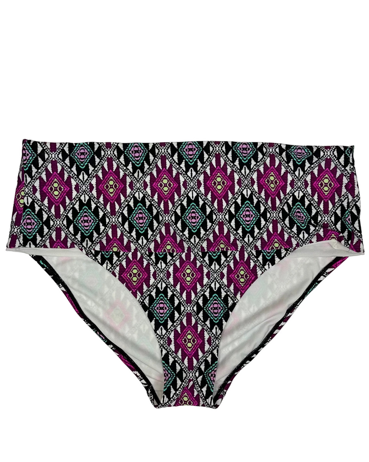 White Geometric Print Bikini Bottom - 2X