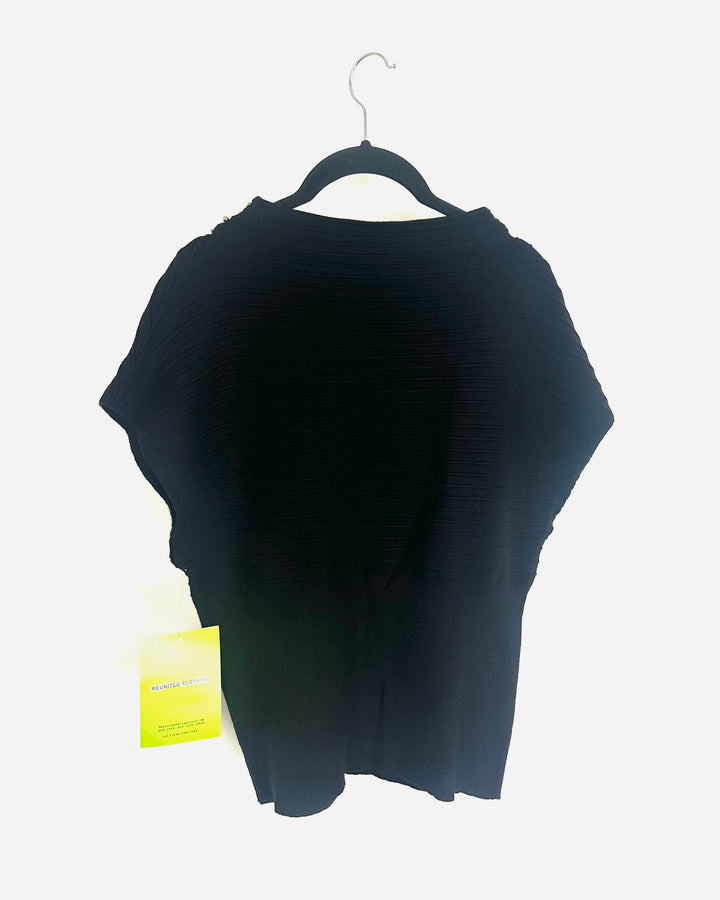 Black Studded Neckline Top - Size 4/6