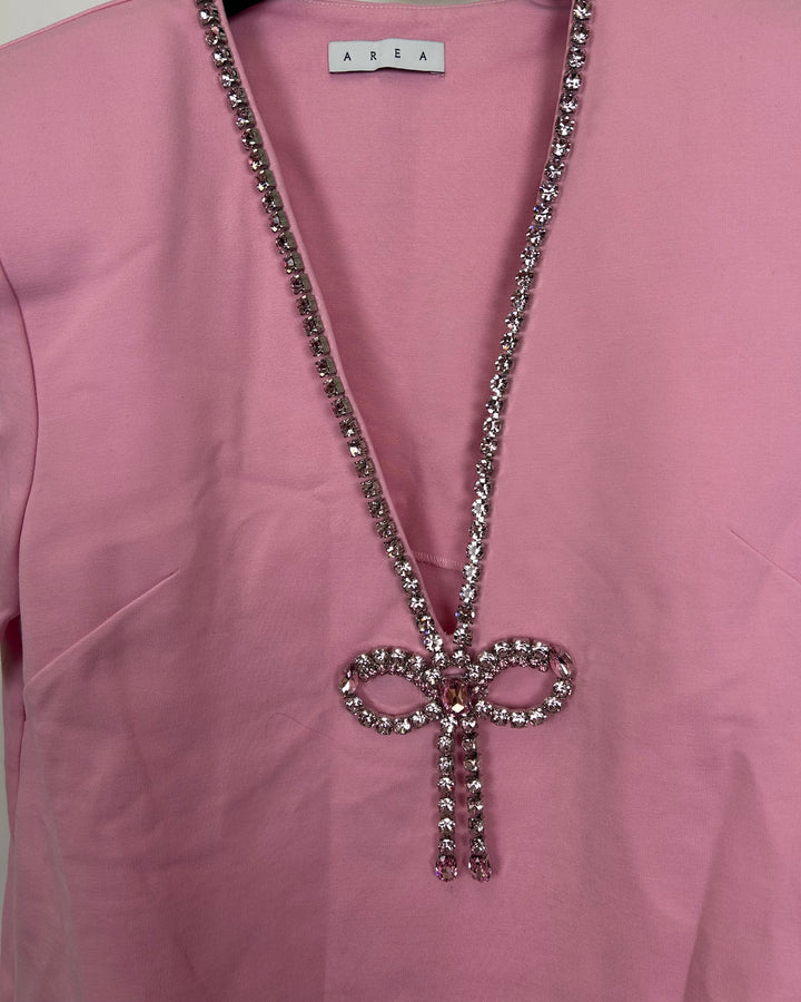 Pink Gem Stone Bow T-Shirt Dress - Size 6/8