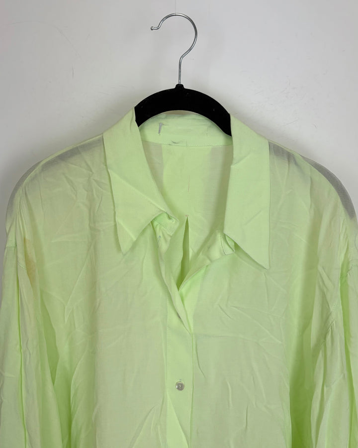 Lime green sheer long sleeve top - Size 6/8
