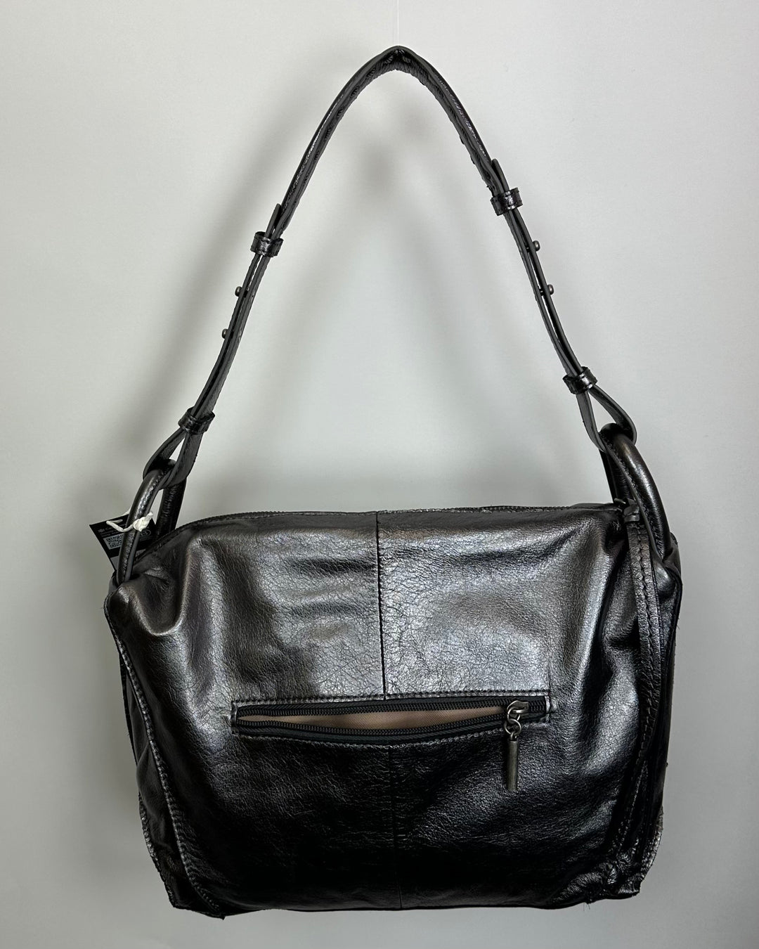 Dark Silver Leather Shoulder Bag