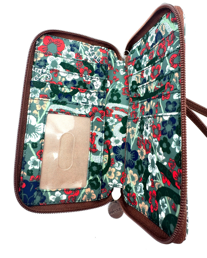 Green Abstract Pattern Wallet/Wristlet/Crossbody Bag