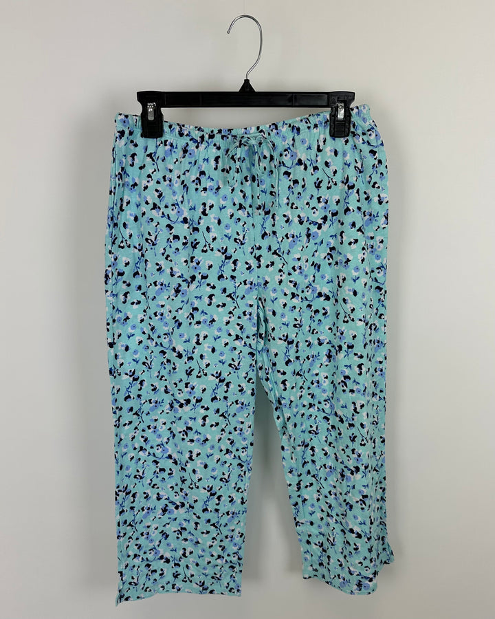 Blue Floral Pajama Pants - Small