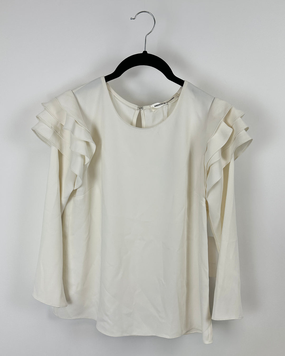 Cream Long sleeve Ruffled Blouse - Small