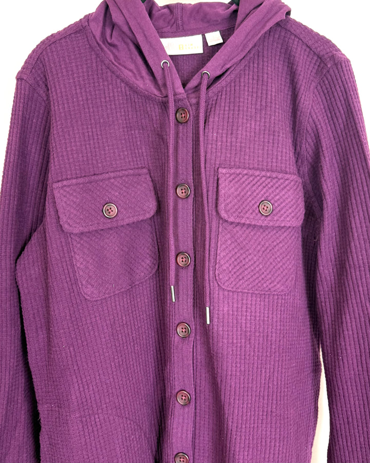 Plum Waffle Knit Shacket - Small