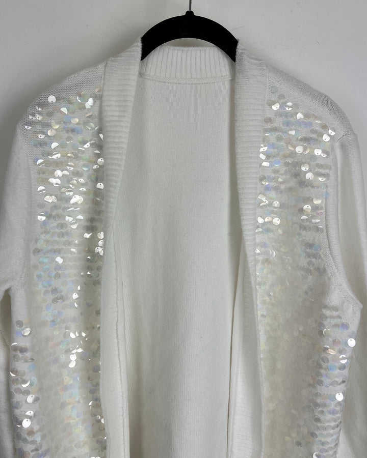 White Knit Sequin Cardigan - Size 6/8