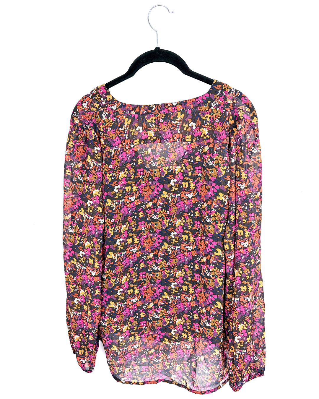 Sheer Floral Button-Up with Brown Tank Top - Size 2/4 and 4/6