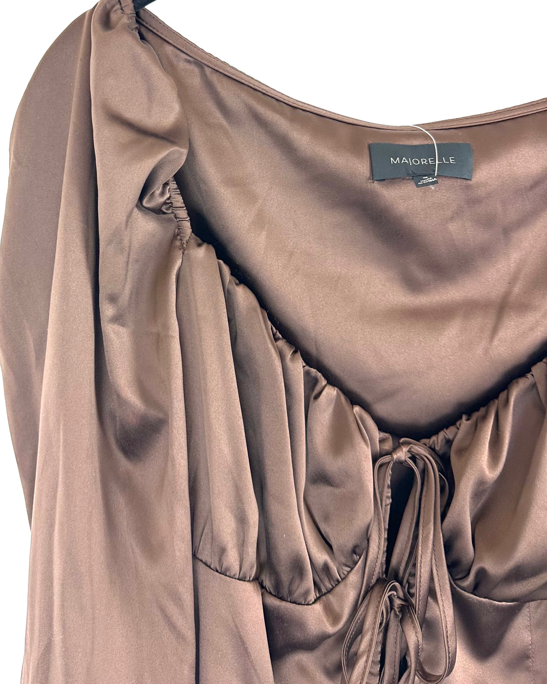 Majorelle Brown Front Tie Closer Top - Extra Small