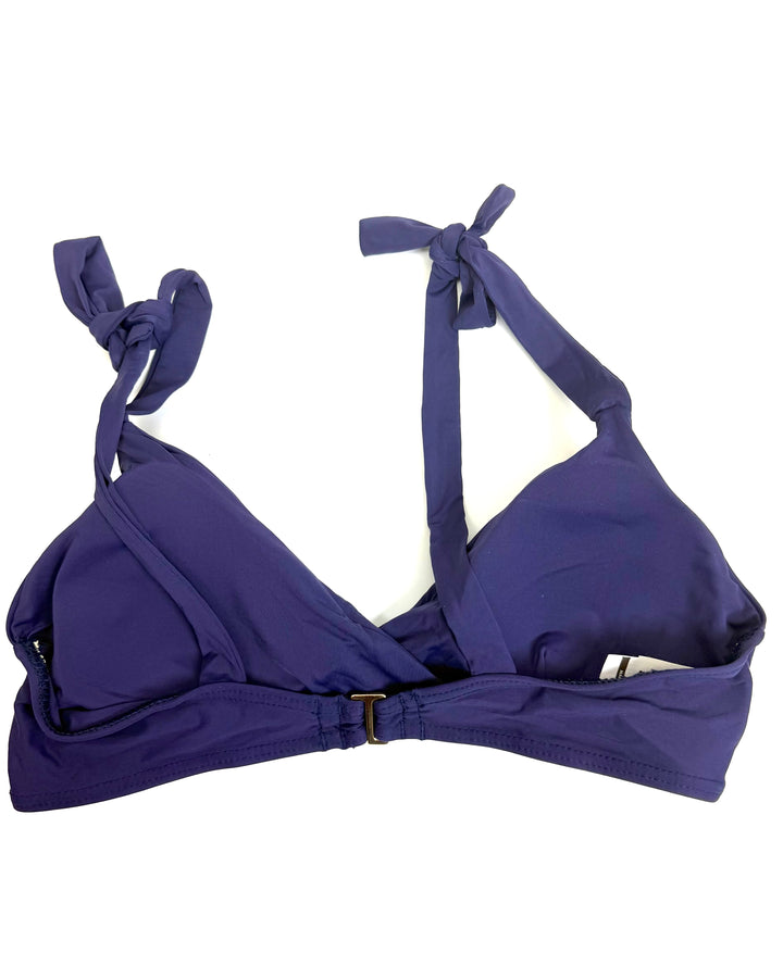 Navy Blue Tie Shoulder Bikini Top - Small