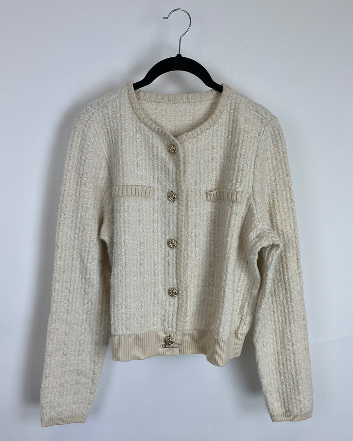 Beige Cardigan with Gold Buttons - Size 6/8