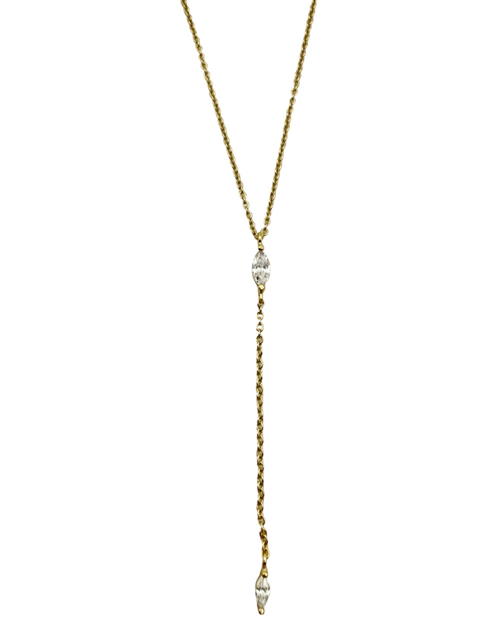 Rhinestone Dainty Gold Dangling Necklace